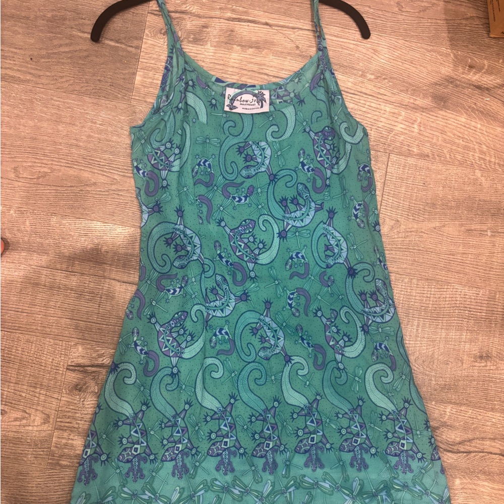 Rainbow Jo Green Paisley Print Tank Dress